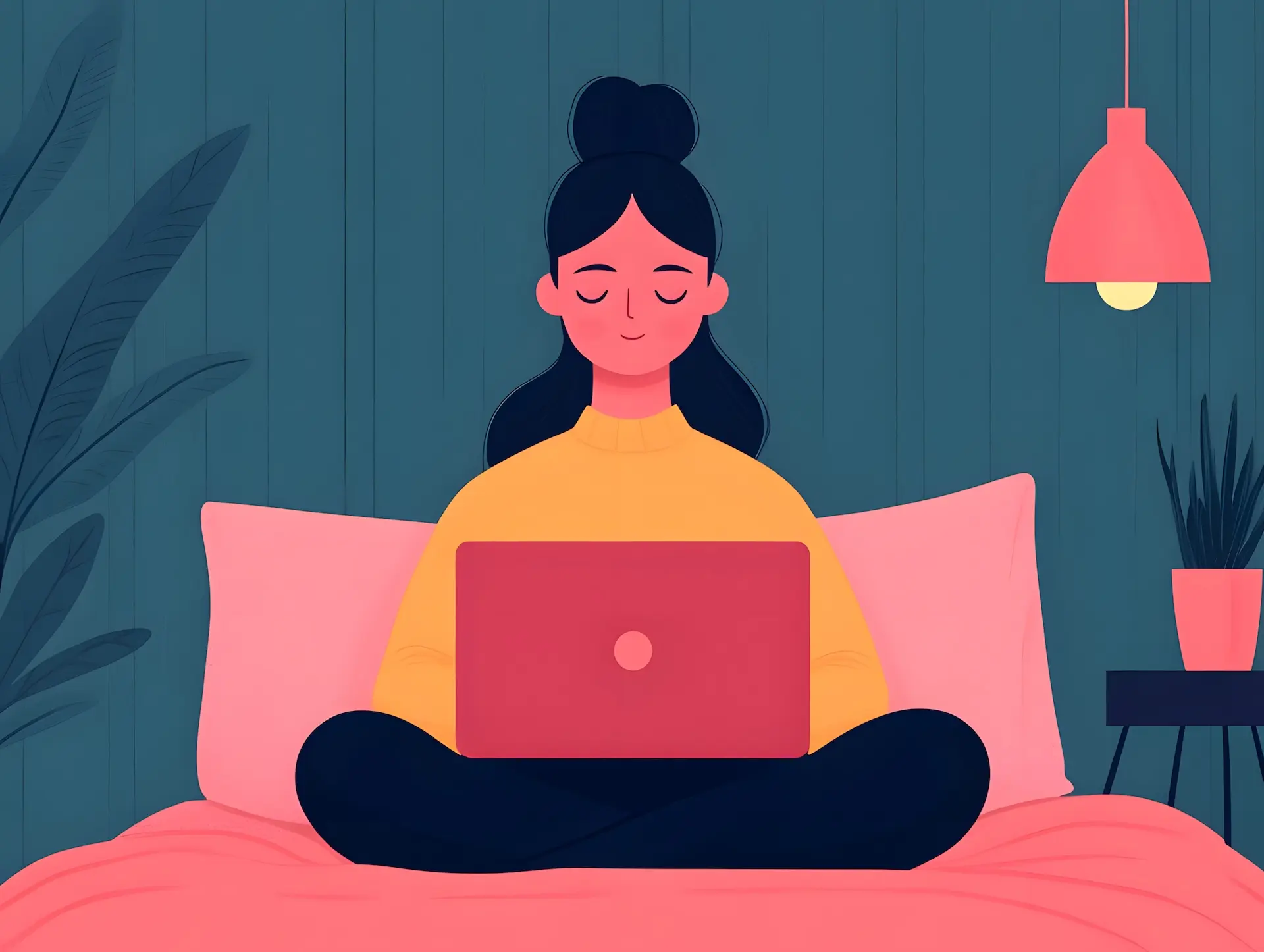 A therapist in a calm workspace, working on a laptop